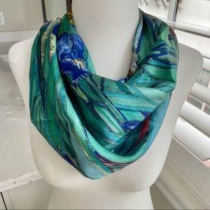 Van Gogh Iris Satin Chiffon 28x28” Square Scarf